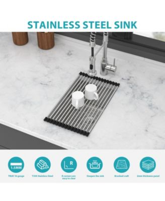 12x18x8 Inch Undermount Stainless Steel Kitchen Sink 16 Gauge T304 Single Bowl With Dish Grid Drain Assembly Drying Rack