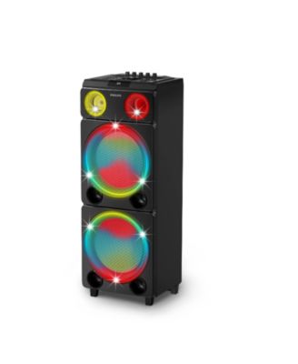 Bluetooth Party Speaker TAX5509/37 with Powerful Bass, Rainbow LED Lights, DJ Effects, Mic & Guitar Inputs