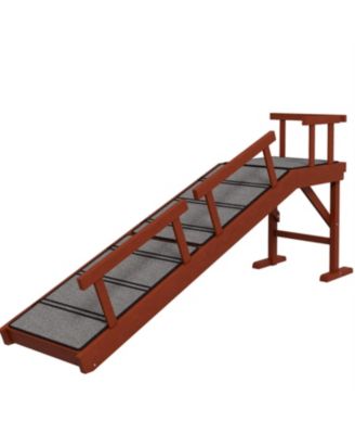 Dog Ramp with Removable Guardrails in Brown and Gray