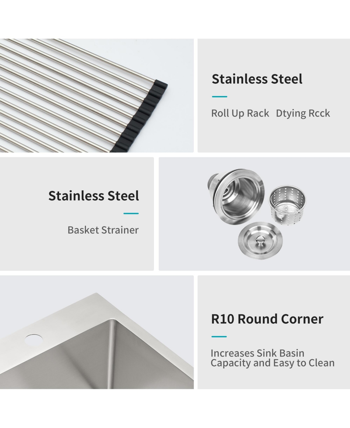 flynama 30x22x10 Inch Drop In Single Bowl Topmount Kitchen Sink 16 Gauge T304 Stainless Steel With Dish Grid Drain Assembly Drying Rack