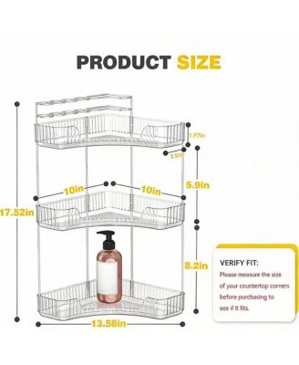 3-Tier Corner Bathroom Organizer with Toothbrush & Makeup Brush Holders