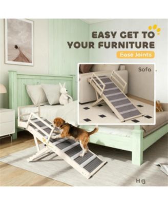 Dog Step with Side Rails Dog Ramp in Natural