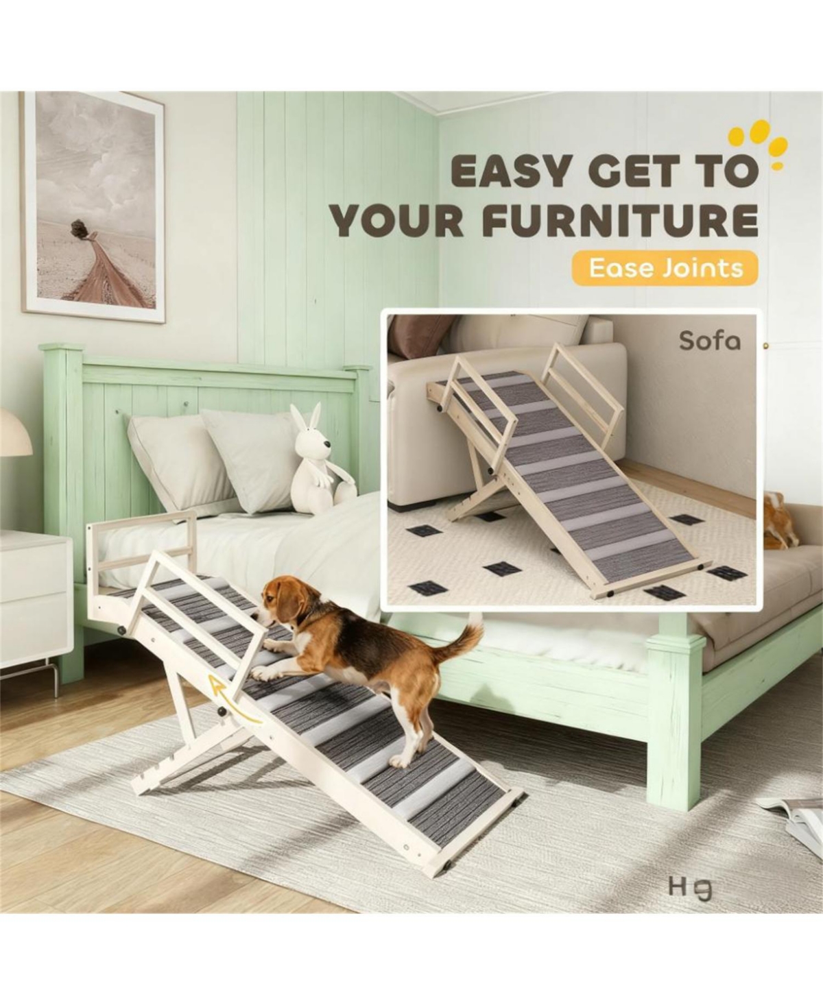 Aostirmotor Dog Step with Side Rails Dog Ramp in Natural