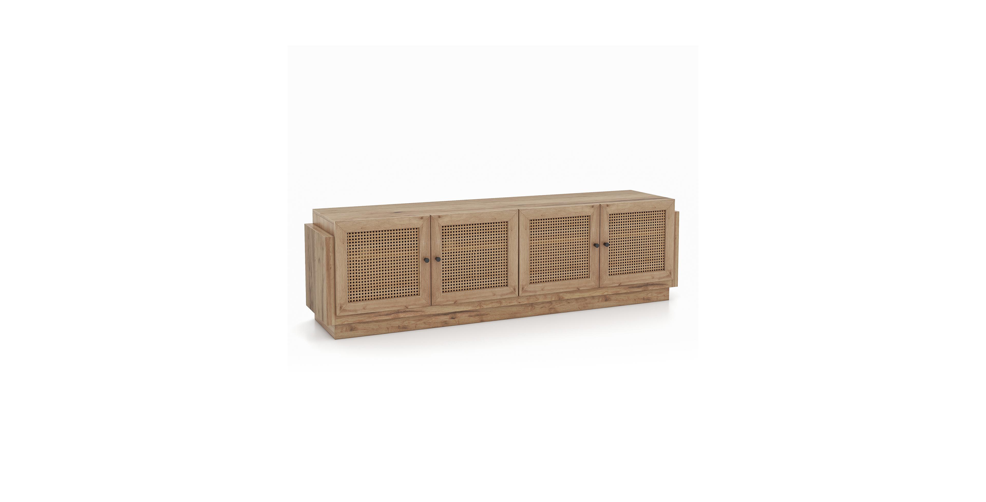 Slickblue Farmhouse Tv Stand for TVs up to 75 Inches with 2 Cabinets