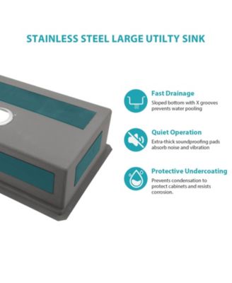 32x19x9inch Undermount Kitchen Sink Single Bowl Stainless Steel 16 Gauge Deep Basin