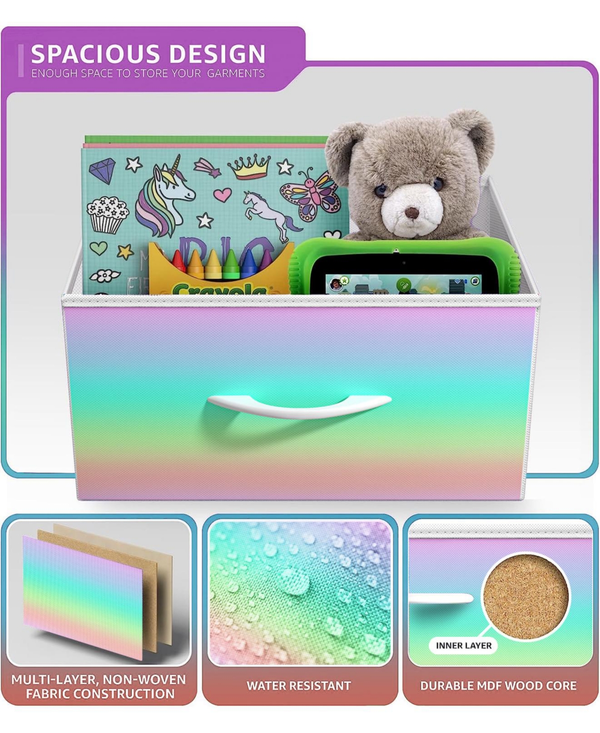 Sorbus Narrow 6 Drawers Nightstand with Steel Frame, Wood Top, Easy Pull Fabric Bins for Home, Bedroom, Office & Dorm