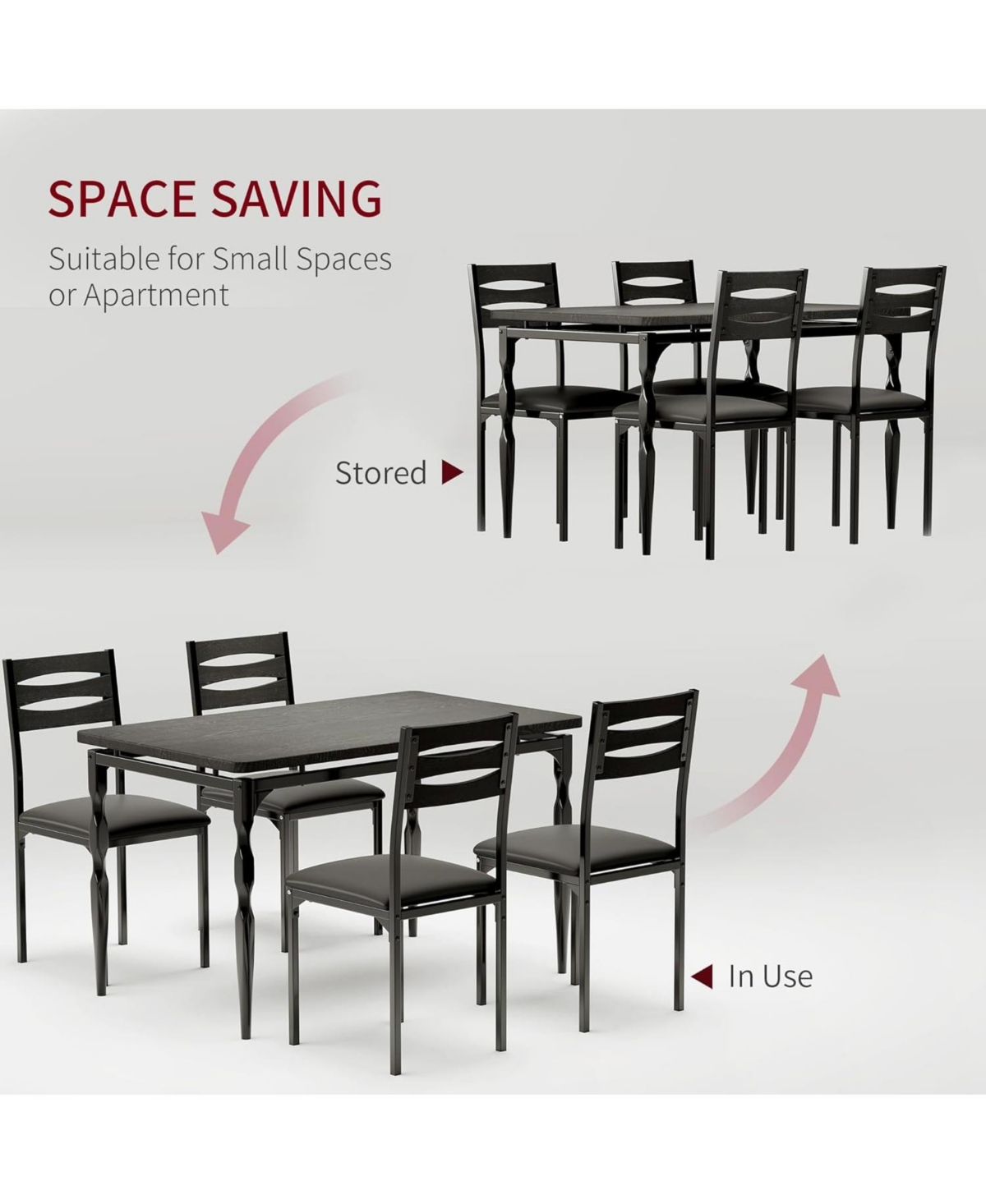 gaomon 5 Piecs Dining Table Set, Farmhouse Style and Chairs Set for 4, Room Kitchen Apartment, Modern Sturdy
