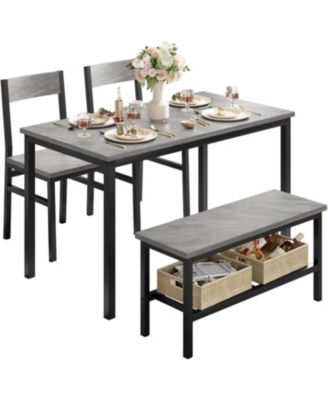 Kitchen Table and 2 Chairs for 4 with Bench,4 Piece Dining Table Set,Dining Room Table Set for Small Space, Modern Sturdy Table