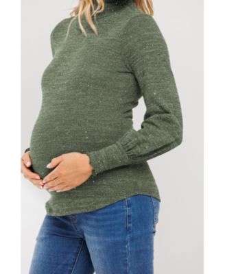 Maternity Shimmer Long Sleeve Mock Neck Top