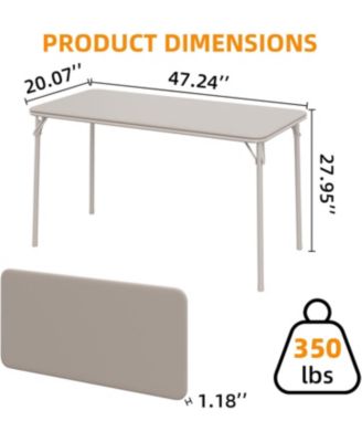Folding Table 4 Foot with Upholstered PU Leather Tabletop, Heavy Duty Metal Legs, Collapsible Design & Shelf Bracket, No Assembly Required