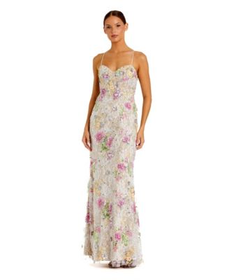 Women's Embellished Bustier Floral Trumpet Gown