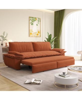 Corduroy Queen Sleeper Sofa Bed with Pull-Out for Small Spaces