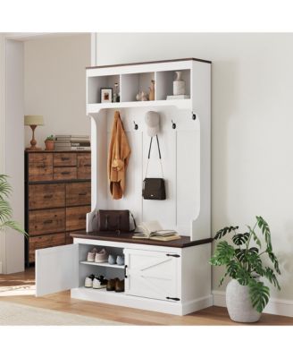 Hall Tree with Shoe Storage, Coat Rack with Shoe Bench,