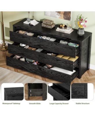7-Drawer Dresser for Bedroom,Wide Wood Chest with Handle-Free Design,Modern Storage Cabinet for Living Room or Entryway