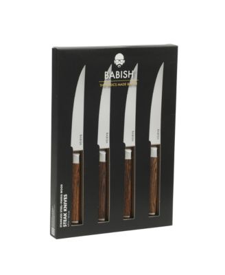 4-Piece 1.4116 German Stainless Steel Steak Knife Set with Dark Pakka Wood Handles Full-Tang Steak Knives for Dining & Everyday Table Use