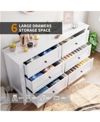 6 Drawer Dresser for Bedroom, Modern Wood Storage Cabinet for Living Room, Closet or Entryway