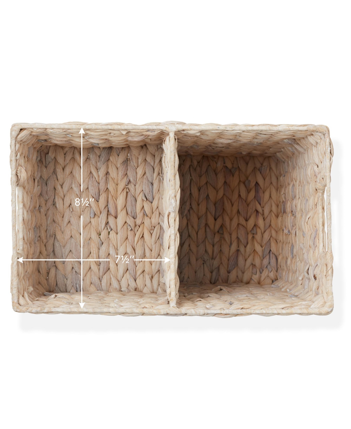 Casafield Stair Basket with Handles, Natural - Woven Water Hyacinth Staircase Step Organizer Bin - Whitewash