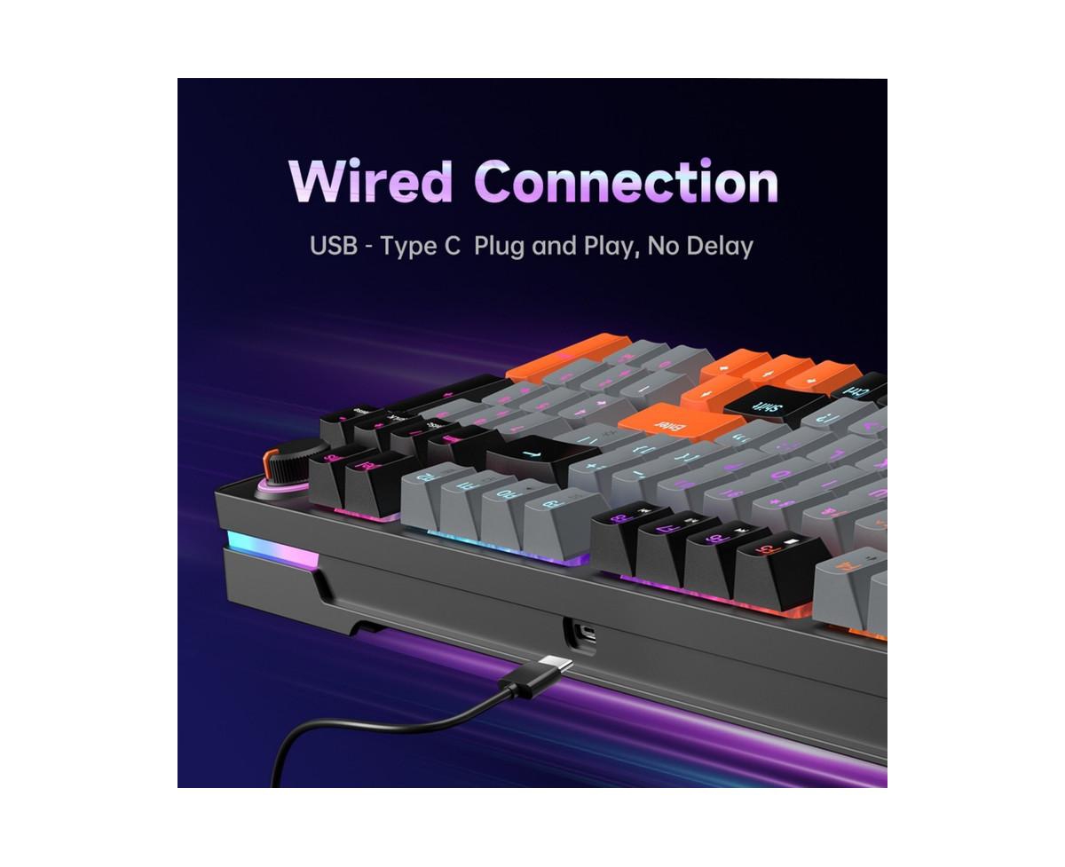 Risokeys 68-Key Mechanical Gaming Keyboard,Hot Swappable Brown Switch, Wired Rgb Backlit for Gamers & Office Workers
