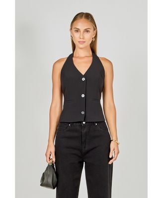 Women's Halter Neck Open Back A-Line Vest