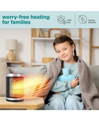 Portable Space Heater, 1500W PTC Ceramic Heater with Thermostat, Remote, 12-Hour Timer, 3 Modes, Oscillation, Black