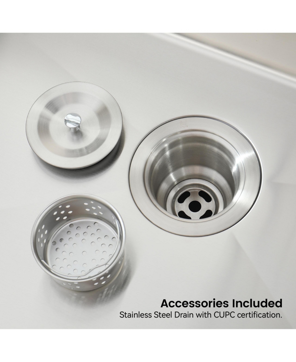 flynama 23inch Overmount Single Bowl Dark Gray 304 Stainless Steel Handmade Kitchen Sink with Us Standard Drain and Hook