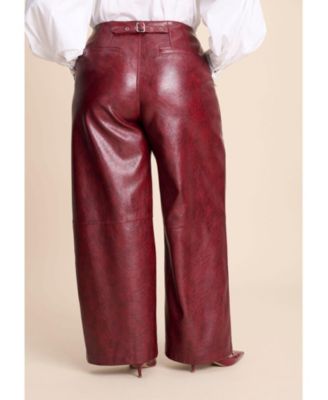 Women's Textured Faux Leather Wide Leg Pant