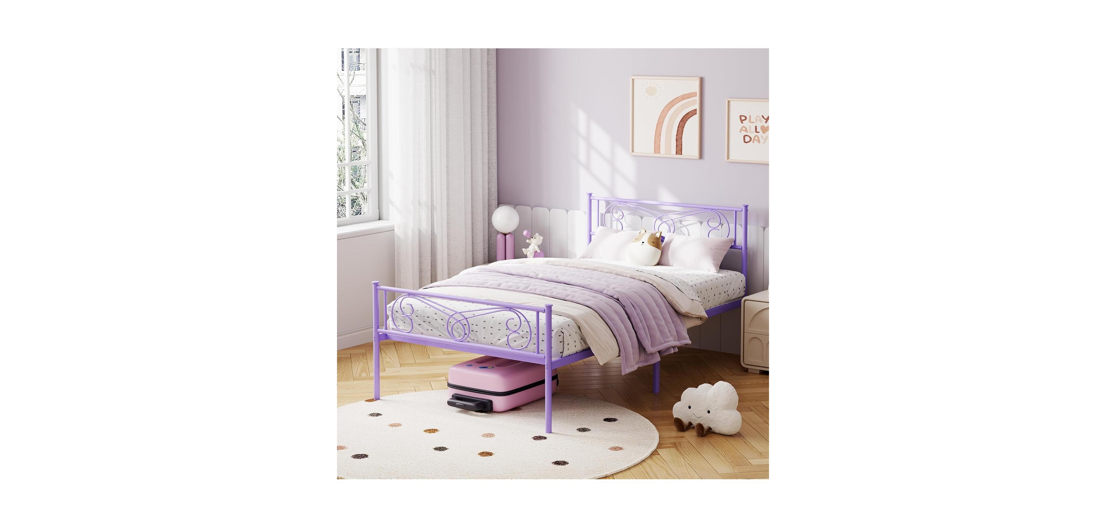 gaomon Easy Assembly Twin Size Metal Bed Frame Twin Bed Frames Space Saving, for Living Room, Guest Room