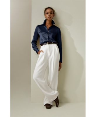 Women's Spread Collar Silk Shirt