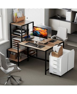 Computer Desk with Monitor Sd 4-Tier Shelf Home Office Desk