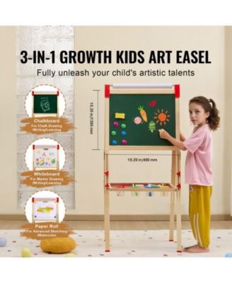 Wood Double-Sided Art Easel for Kids with Chalkboard and Paper