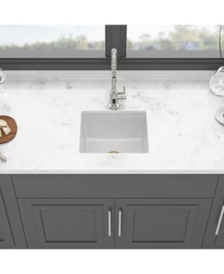 18x16x9inch White Quartz Composite Undermount Kitchen Sink Granite Workstation Deep