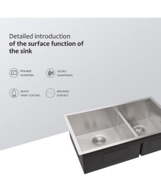 28x19x10 Inch Double Bowl 6040 Undermount Kitchen Sink 16 Gauge T304 Stainless Steel With Two 10 Inch Deep Basin