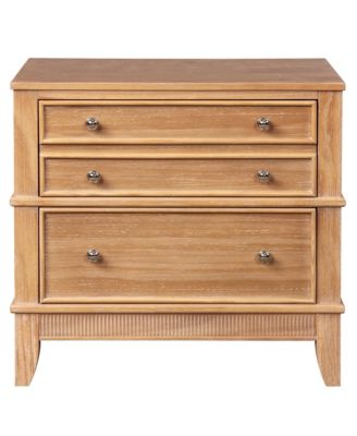 Hazel 3-Drawer Side Table with Pewter Hardware, End Table Nightstand for Bedroom