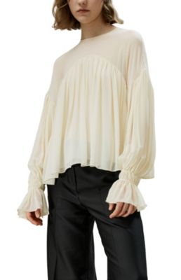 Women's Sheer-Shoulder Ruffle