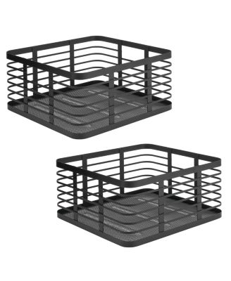 Metal Pantry Basket with Handles - Set of 2 - Matte Black