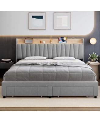 Easy Assembly King Size Bed Frame Space Saving, for Living Room, Guest Room