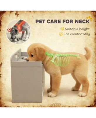 23.6 in. Wide Dog Bowls with 2 Stainless Steel Bowl in Grey