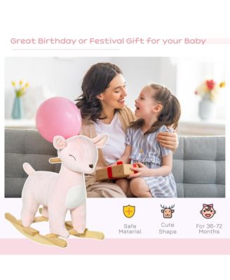 Kids Rocking Horse, Deer Shaped Ride on Horse with Realistic Sound