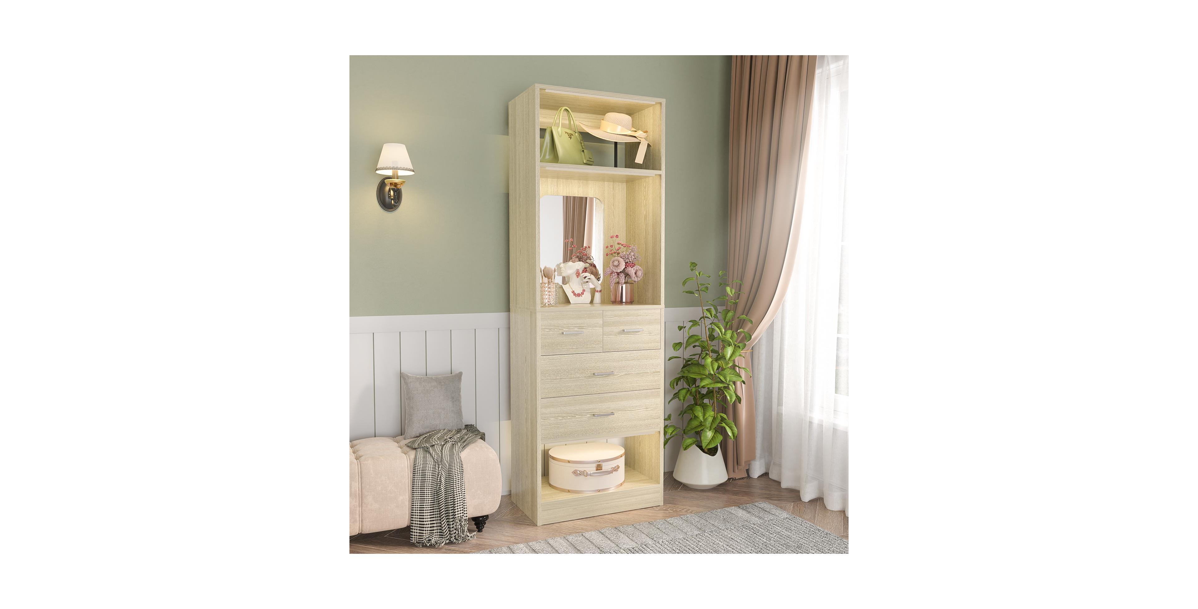 Aheaplus Closet System with Mirror and Drawers