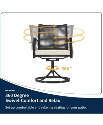7-Piece Outdoor Dining Set Aluminum Extendable Table 53"- 106" with Swivel Dining Chair Outdoor Swivel Chairs