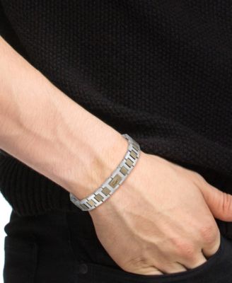 Men's Metropole Silver-Tone Stainless with Color IP Bracelet