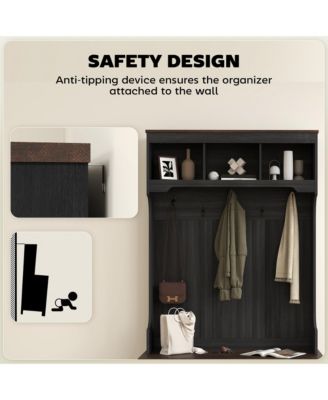 Hall Tree with Shoe Storage, Coat Rack with Shoe Bench,