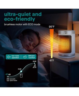 Portable Space Heater, 1500W PTC Ceramic Heater with Thermostat, Remote, 12-Hour Timer, 3 Modes, Oscillation, White