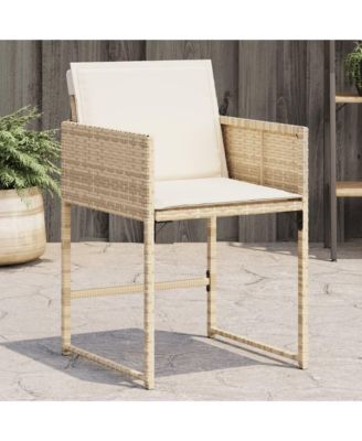 Patio Chairs with Cushions 4 pcs Beige Poly Rattan