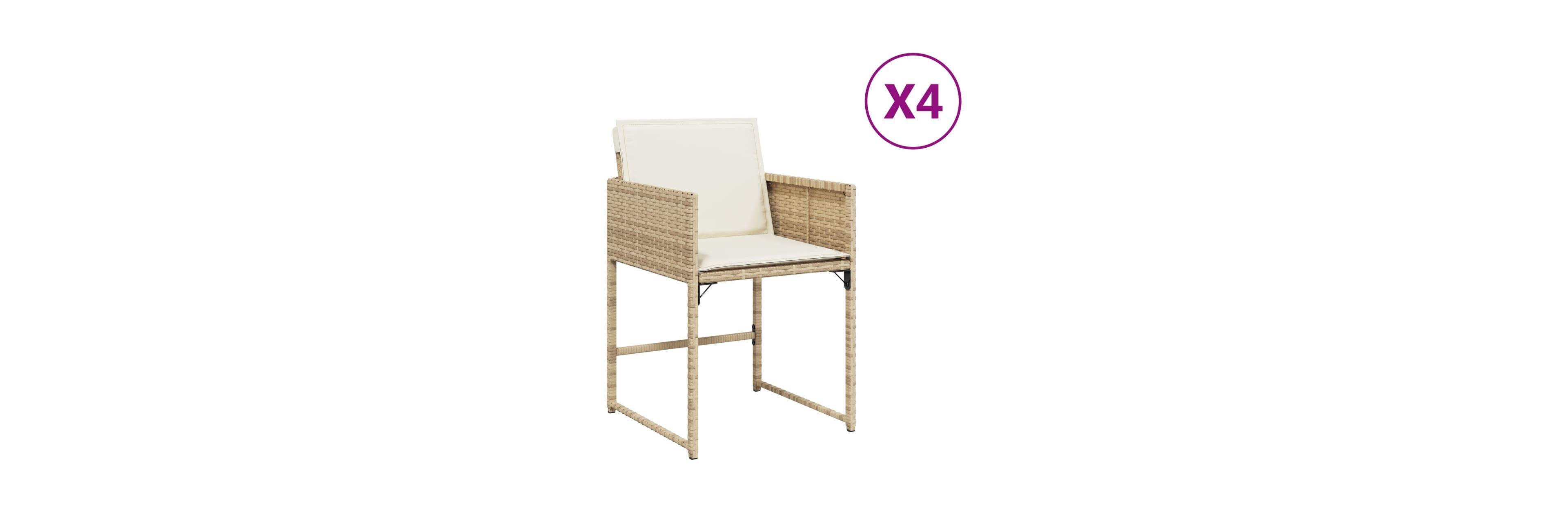 vidaXL Patio Chairs with Cushions 4 pcs Beige Poly Rattan