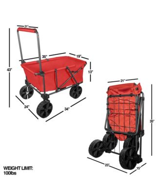 X-Large Folding Portable Wagon with Terrain Wheels, Red