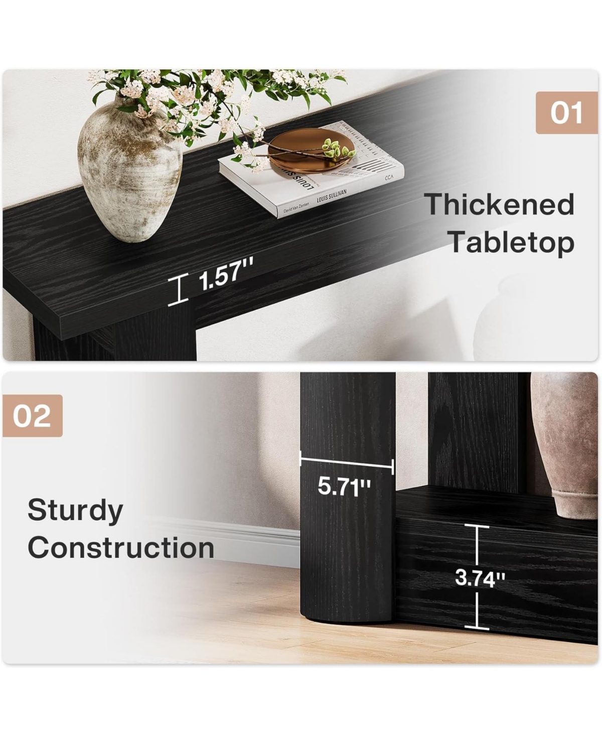 Tribesigns 63-Inch Farmhouse Console Table, Narrow Long Sofa Table Behind Couch, 2-Tier Storage Entryway Furniture