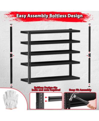 5-Tier 60 in W x 78 in H x 24 in D Adjustable Solid Plate Heavy Duty Metal Shelving Unit