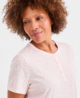 Women's Cotton Essential Short-Sleeve Henley Sleepshirt