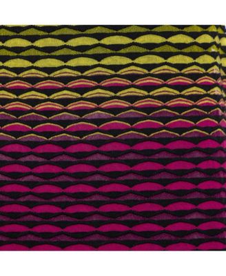 Multicolor Perforated Knit Ruffle Detail Shift Dress